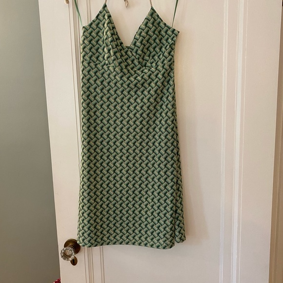Ann Taylor loft green and white halter dress - Picture 2 of 3